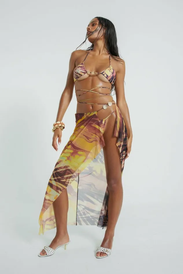 Aphrodite Micro Triangle Bikini Top Brown Women Jaded London Bikini Tops