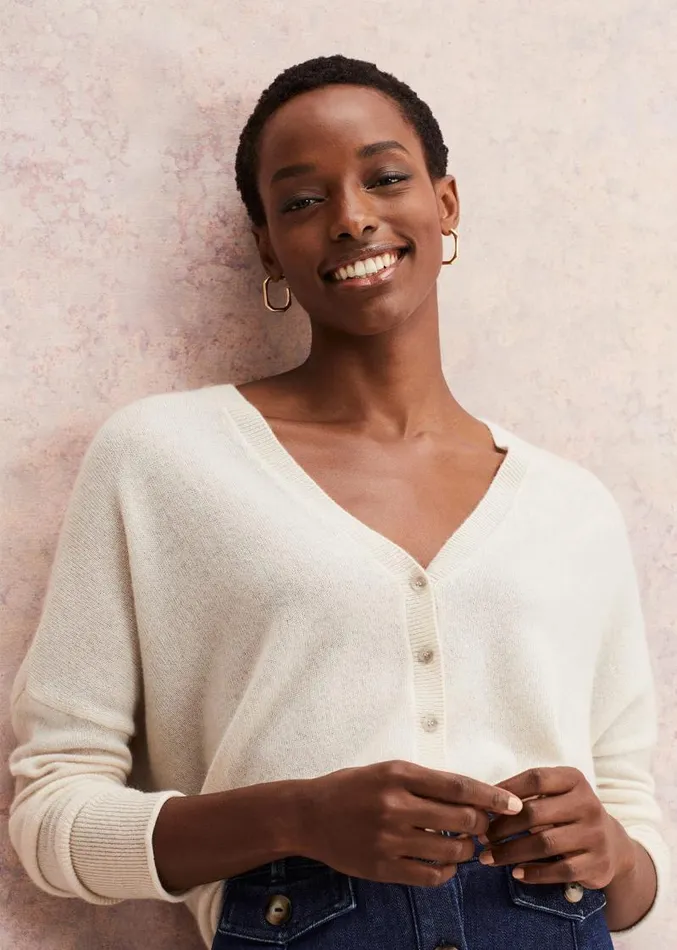 Arabella Cashmere Cardigan Buttermilk Women Phase Eight Knitwear