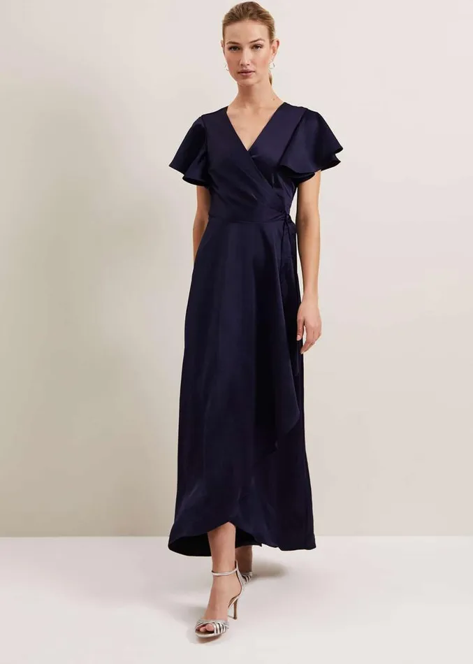 Arabella Satin Maxi Dress Navy Women Phase Eight Dresses