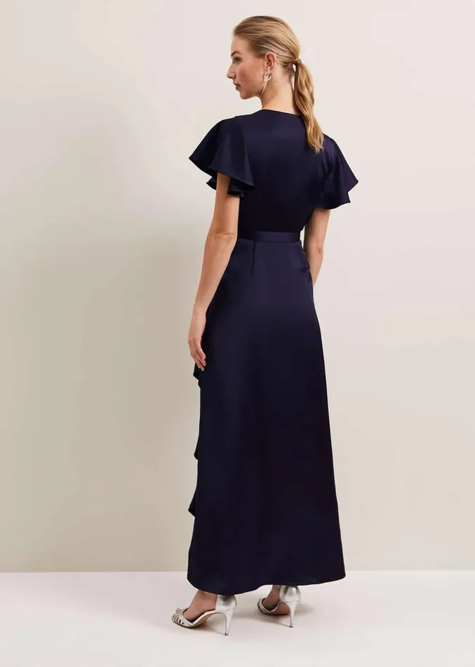 Arabella Satin Maxi Dress Navy Women Phase Eight Dresses