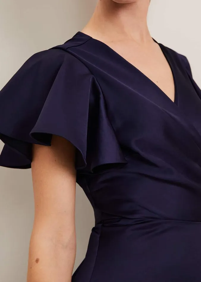 Arabella Satin Maxi Dress Navy Women Phase Eight Dresses
