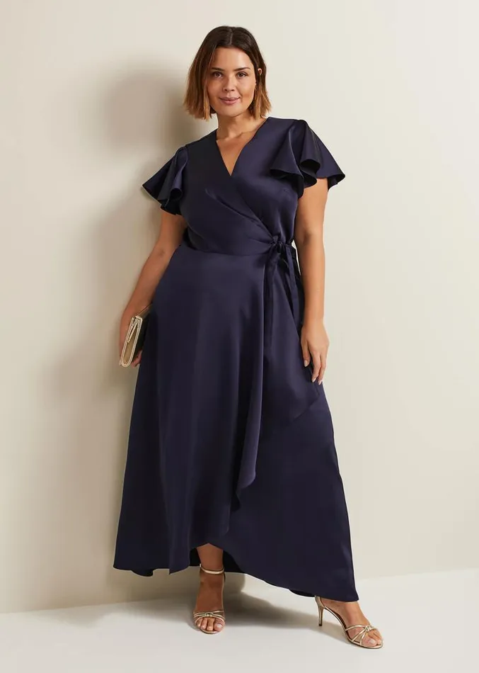 Arabella Satin Maxi Dress Navy Women Phase Eight Dresses