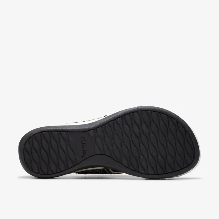 Arla Wave Black Combination Women Clarks Wedges
