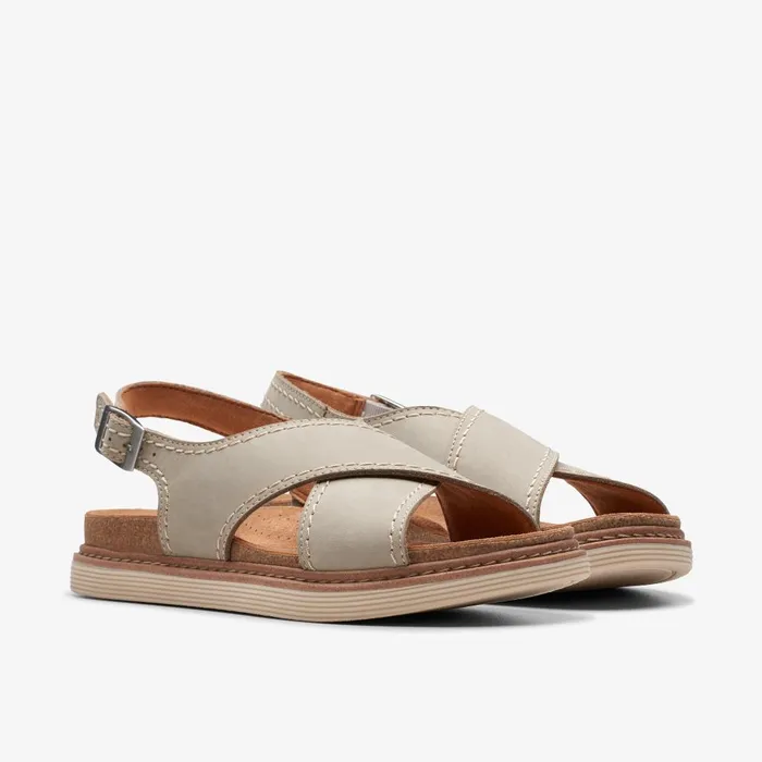 Arwell Sling Stone Nubuck Women Clarks Sandals and Flip Flops