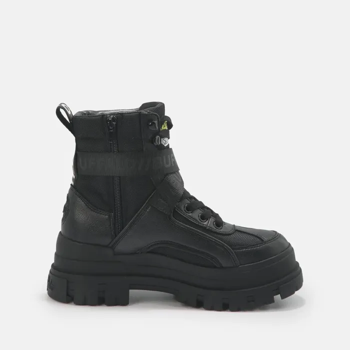 Aspha Com1 Laceup Mid Black Buffalo Boots and AnkleBoots
