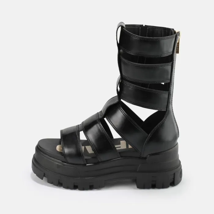 Aspha Zeus Black Buffalo Sandals and Slides