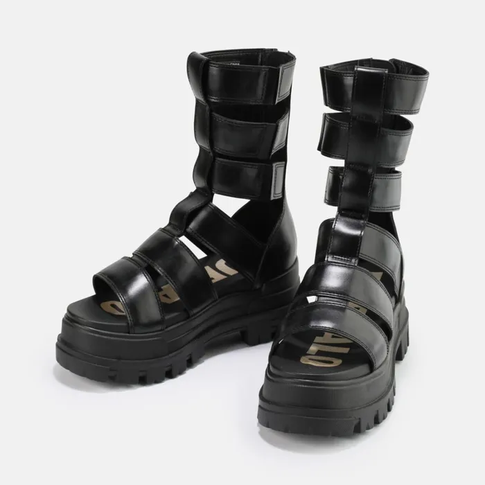 Aspha Zeus Black Buffalo Sandals and Slides