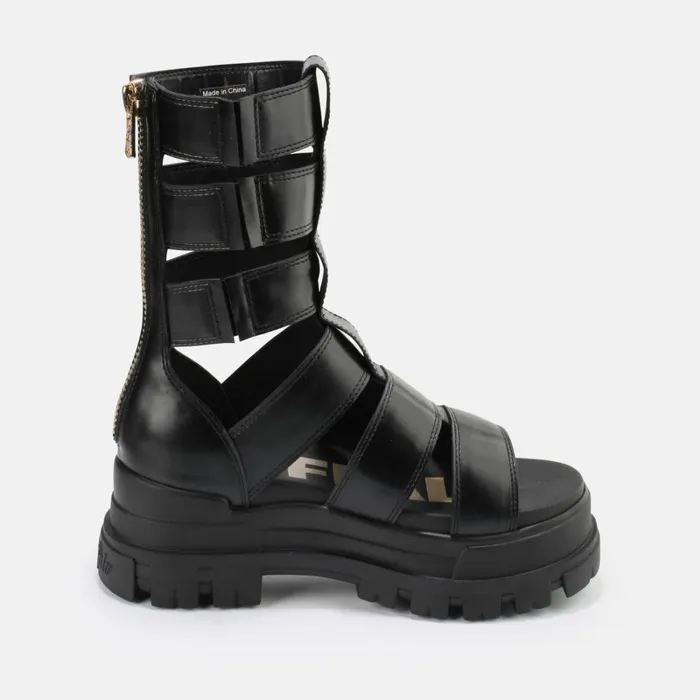 Aspha Zeus Black Buffalo Sandals and Slides