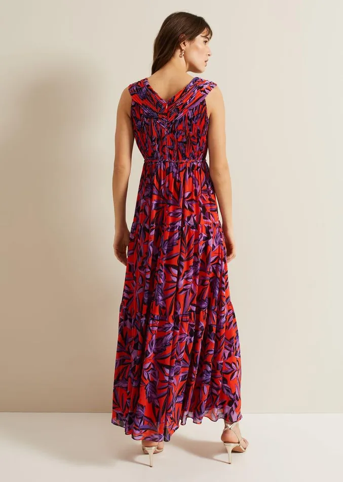 Athena Leaf Print Pleated Maxi Dress Vermillionmulti Women Phase Eight Dresses Athena Leaf Print Pleated Maxi Dress Vermillionmulti Women Phase Eight Dresses