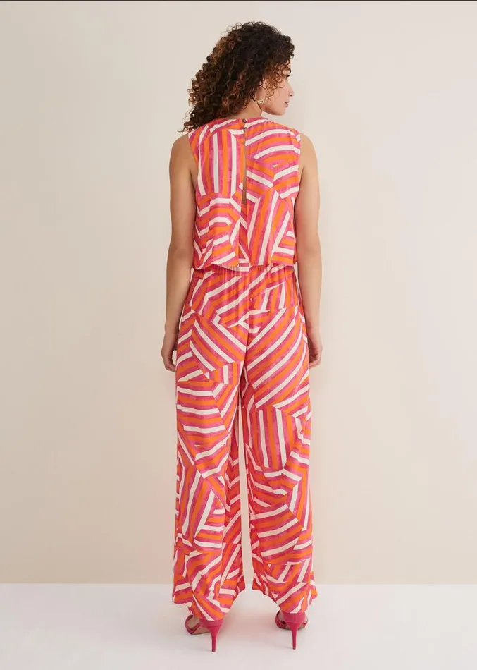 Aubrey Striped Wide Leg Jumpsuit Pinkorange Women Phase Eight Dresses