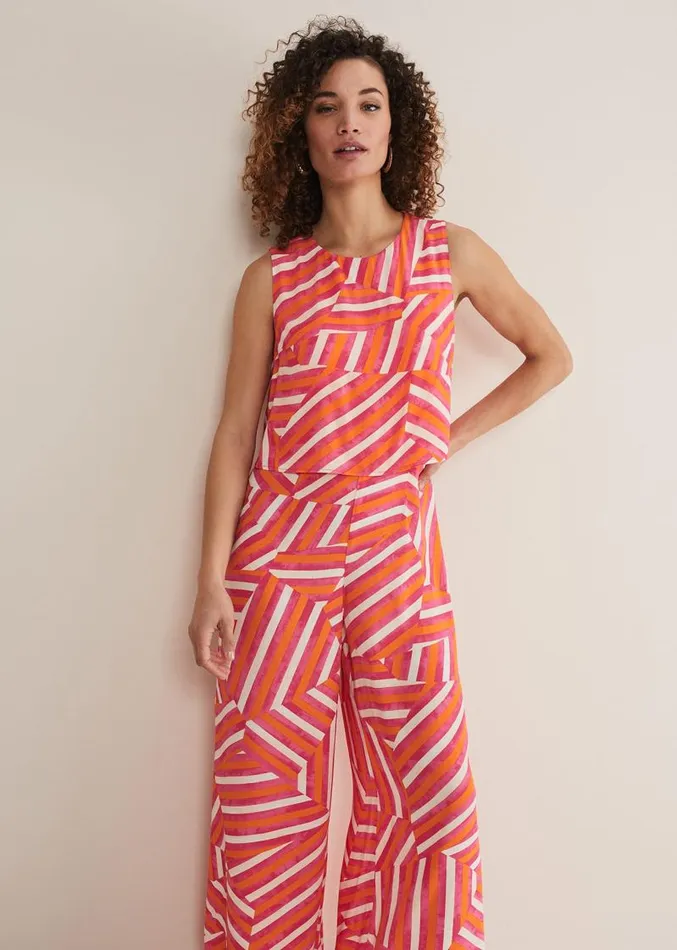 Aubrey Striped Wide Leg Jumpsuit Pinkorange Women Phase Eight Dresses