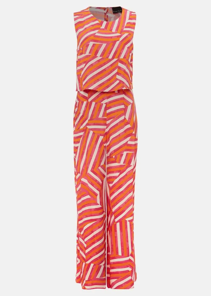 Aubrey Striped Wide Leg Jumpsuit Pinkorange Women Phase Eight Dresses