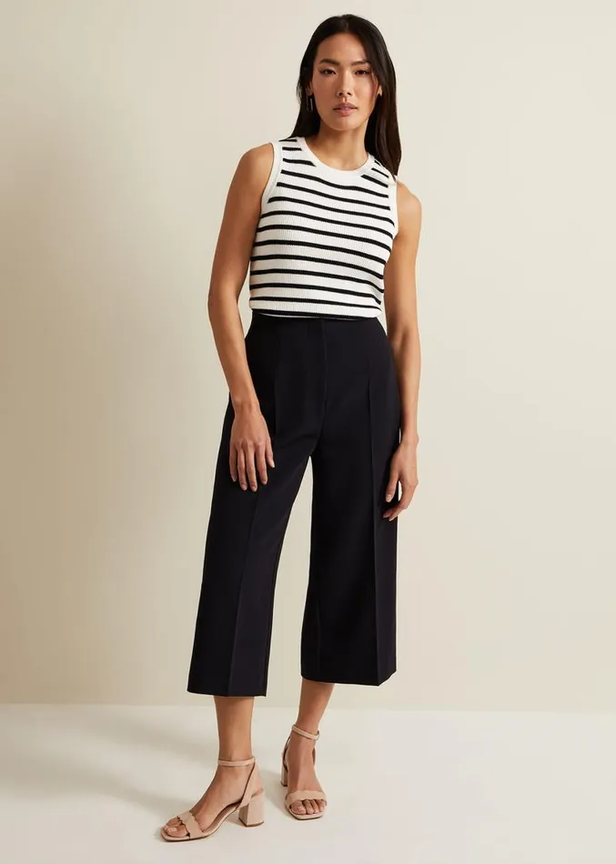 Aubrielle Clean Crepe Culotte Navy Women Phase Eight Trousers