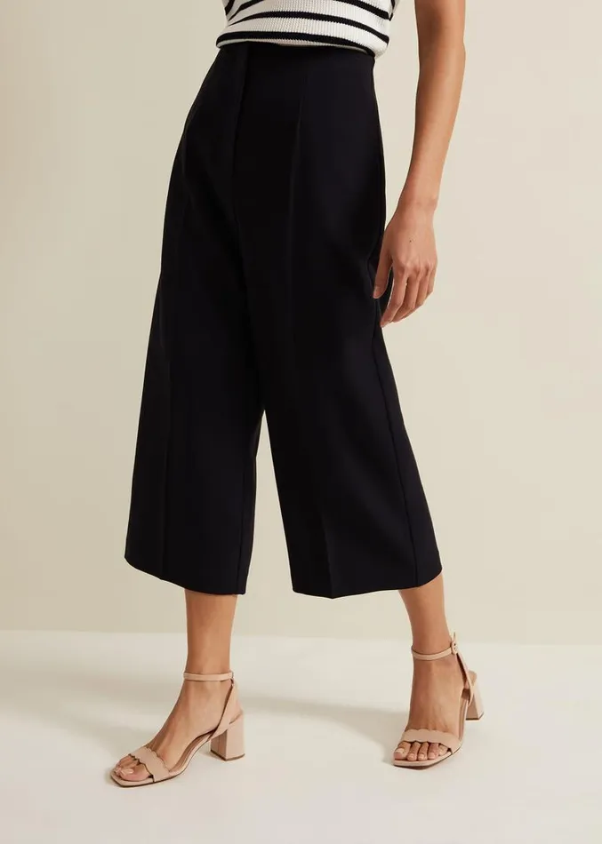 Aubrielle Clean Crepe Culotte Navy Women Phase Eight Trousers