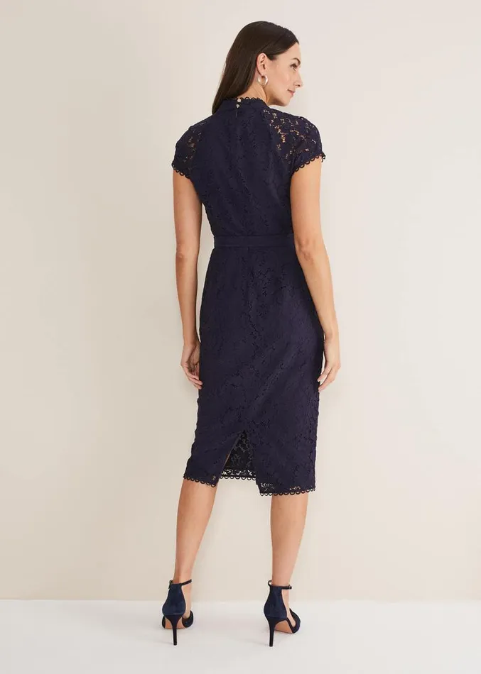 Aurora Lace Dress Navy Women Phase Eight Dresses