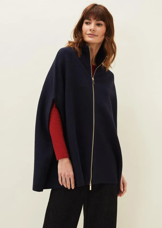 Avan Double Ended Zip Cape Navy Women Phase Eight Coats