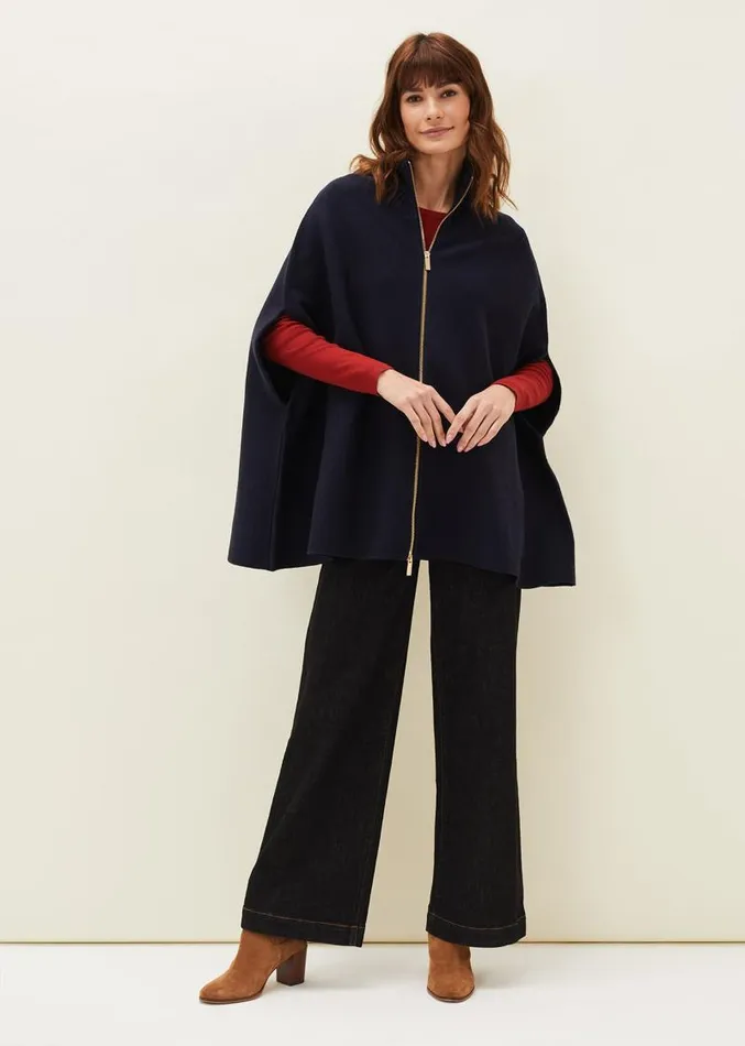Avan Double Ended Zip Cape Navy Women Phase Eight Coats