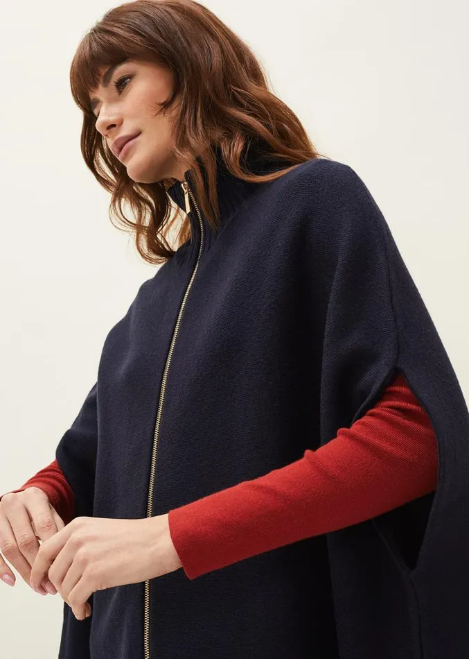 Avan Double Ended Zip Cape Navy Women Phase Eight Coats