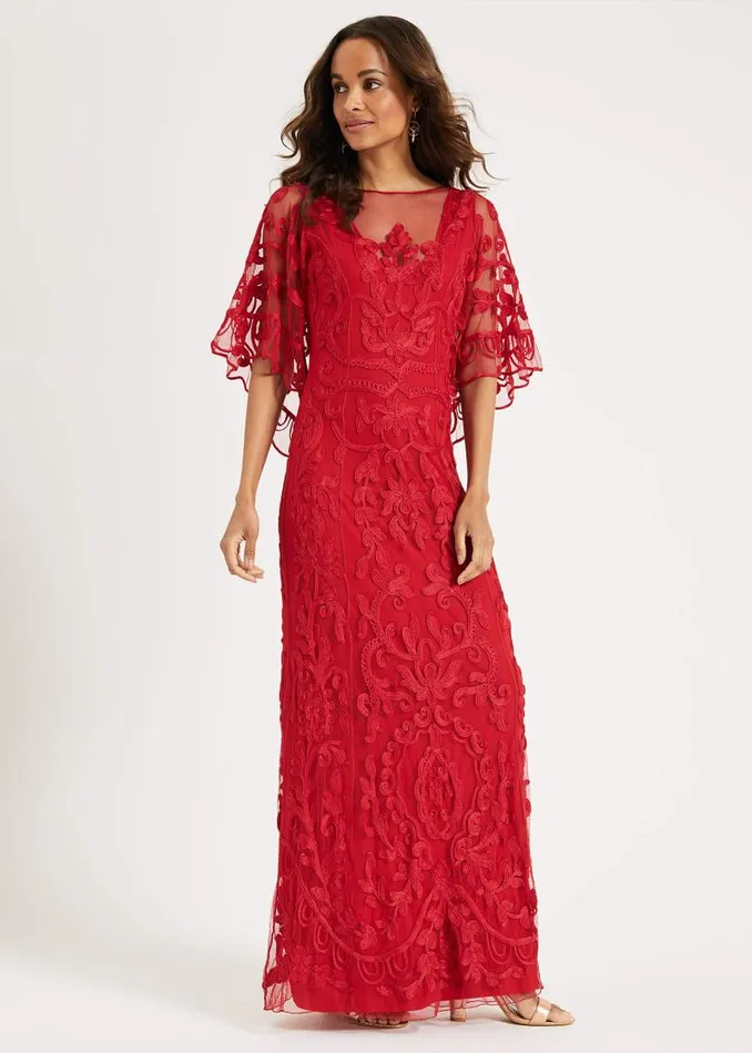 Aviana Tapework Lace Maxi Dress Red Women Phase Eight Dresses