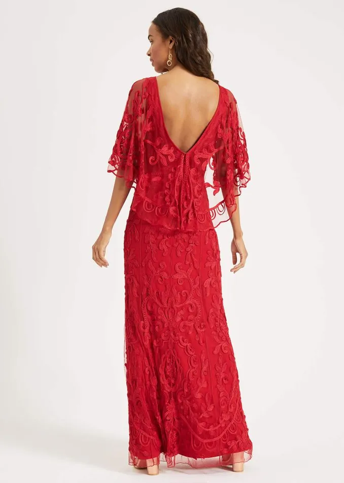 Aviana Tapework Lace Maxi Dress Red Women Phase Eight Dresses