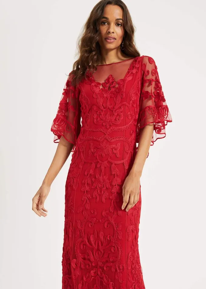 Aviana Tapework Lace Maxi Dress Red Women Phase Eight Dresses