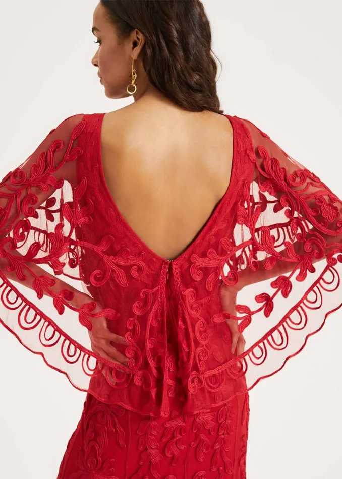 Aviana Tapework Lace Maxi Dress Red Women Phase Eight Dresses