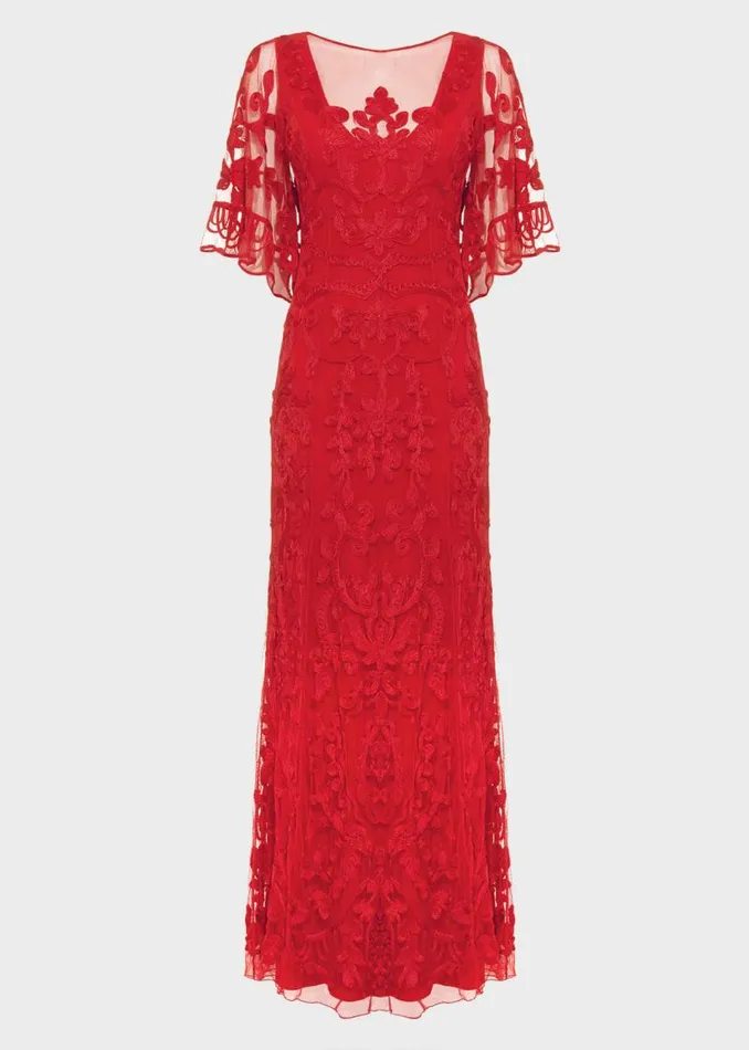 Aviana Tapework Lace Maxi Dress Red Women Phase Eight Dresses