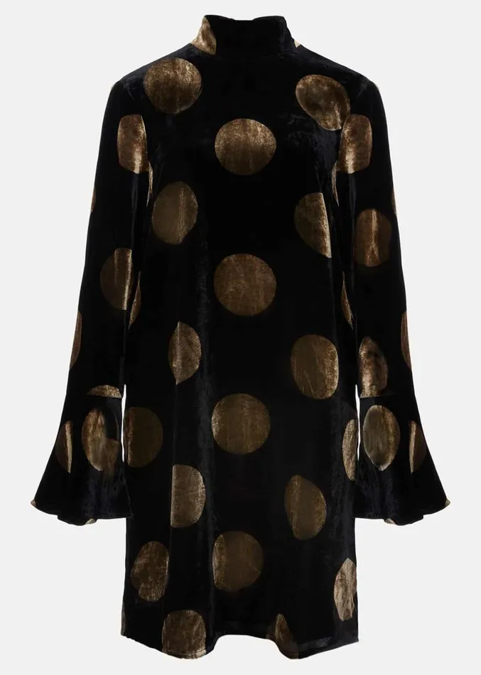 Aylin Spot Bell Sleeve Dress Blackgold Women Phase Eight Dresses