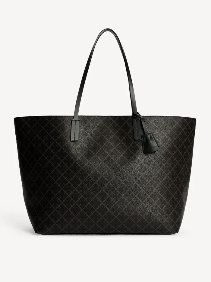 Bags Women By Malene Birger Abi Printed Tote Bag Dark Chokolate