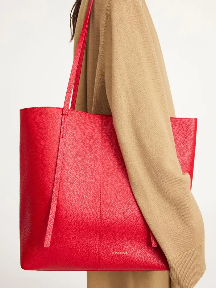 Bags Women By Malene Birger Abilso Leather Tote Bag Dark Chilli