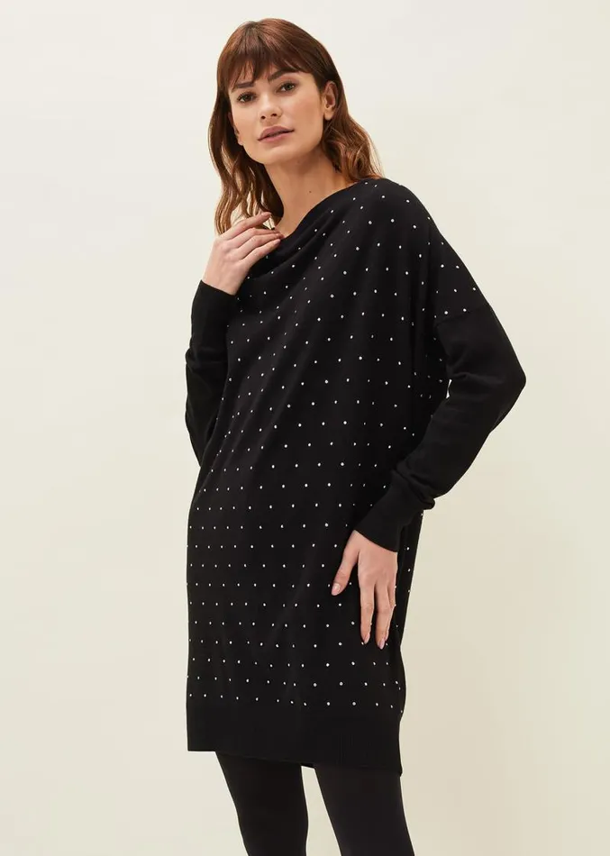 Bailie Studded Knit Dress Black Women Phase Eight Dresses