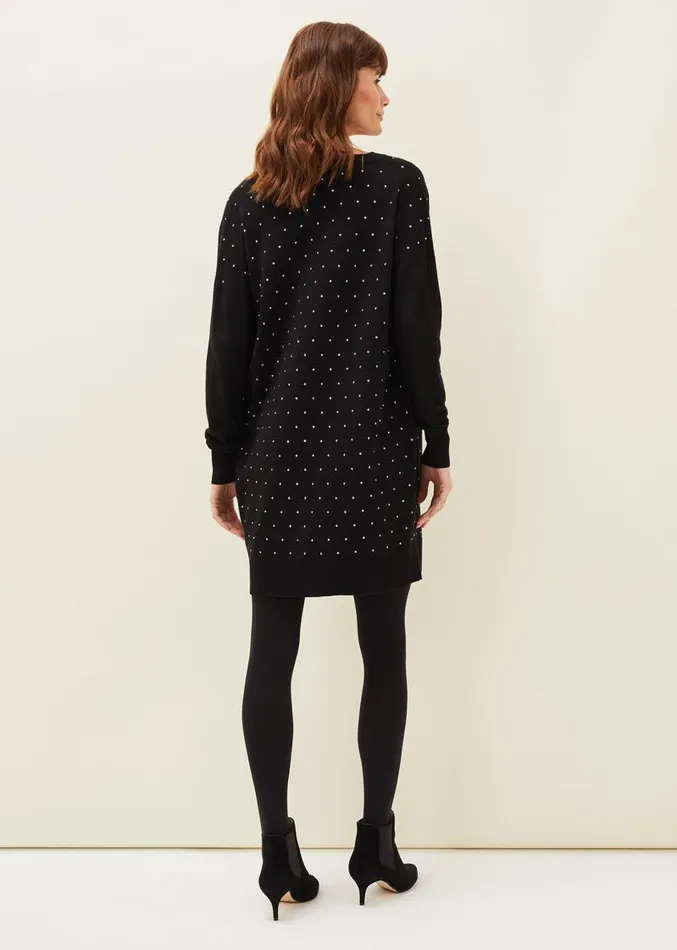 Bailie Studded Knit Dress Black Women Phase Eight Dresses