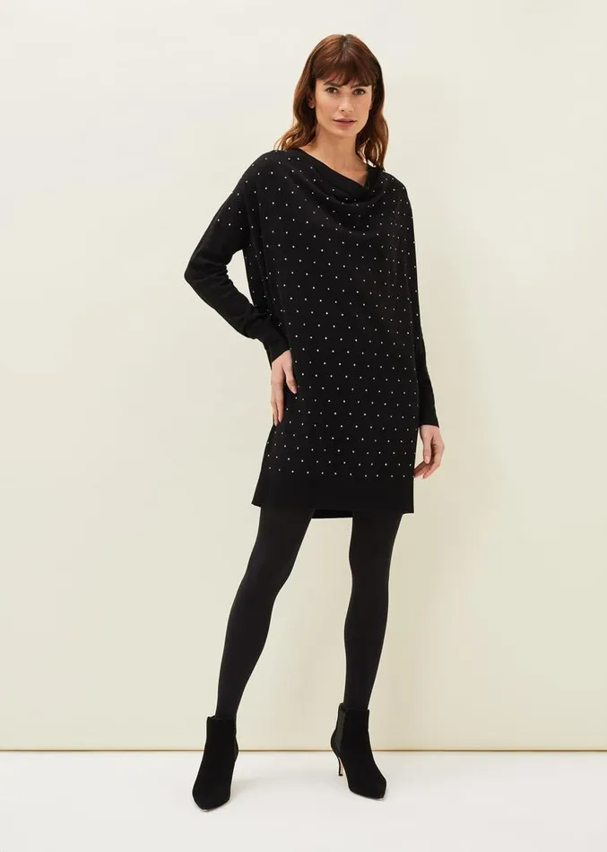 Bailie Studded Knit Dress Black Women Phase Eight Dresses