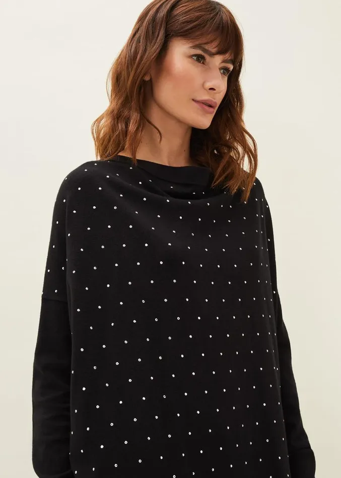 Bailie Studded Knit Dress Black Women Phase Eight Dresses