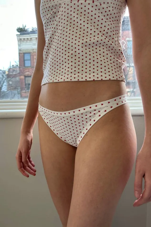 Basic Heart Underwear White With Red Hearts Women Brandy Melville Intimates