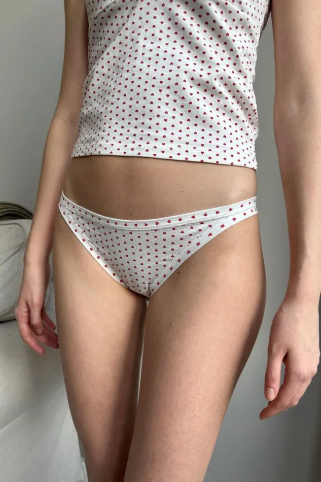 Basic Heart Underwear White With Red Hearts Women Brandy Melville Intimates