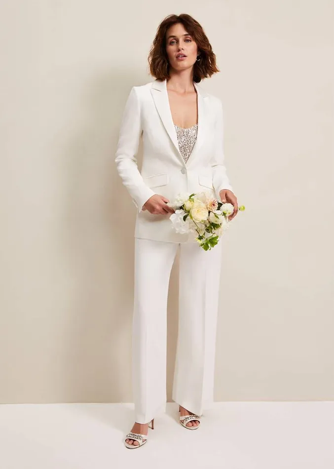 Beatriz White Satin Bridal Blazer Ivory Women Phase Eight Jackets
