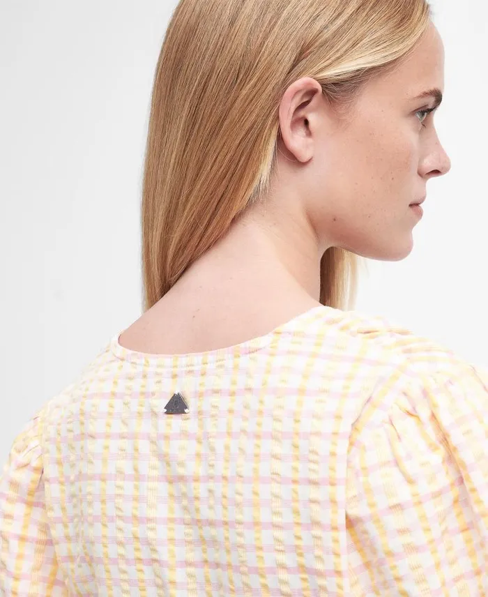 Belmont Gingham Midi Dress Mallow Pink Check Women Barbour Dresses and Skirts