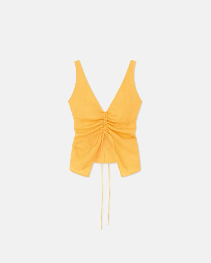 Berdine Sale Linen RuchedFront Top Orange Women Nanushka Tops