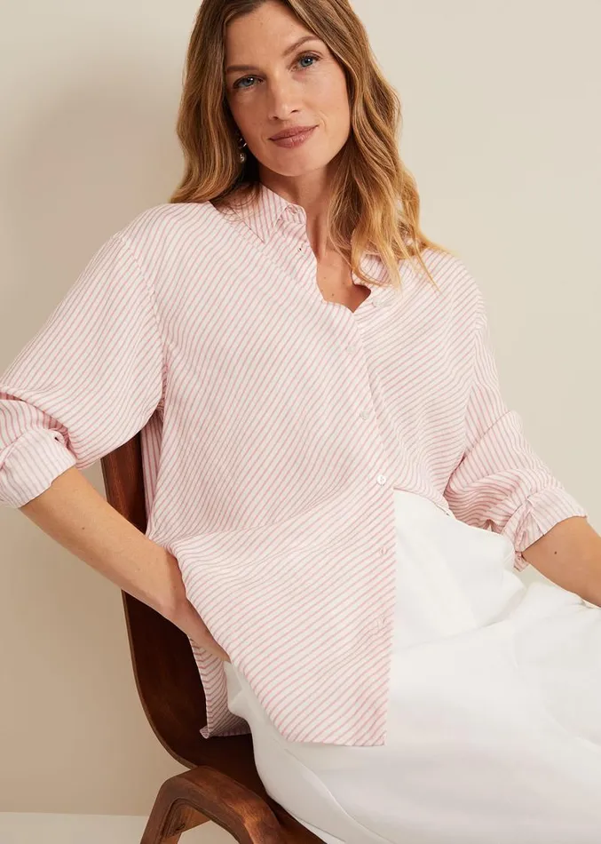 Bernice Stripe Shirt Whitepink Women Phase Eight Shirts and Blouses
