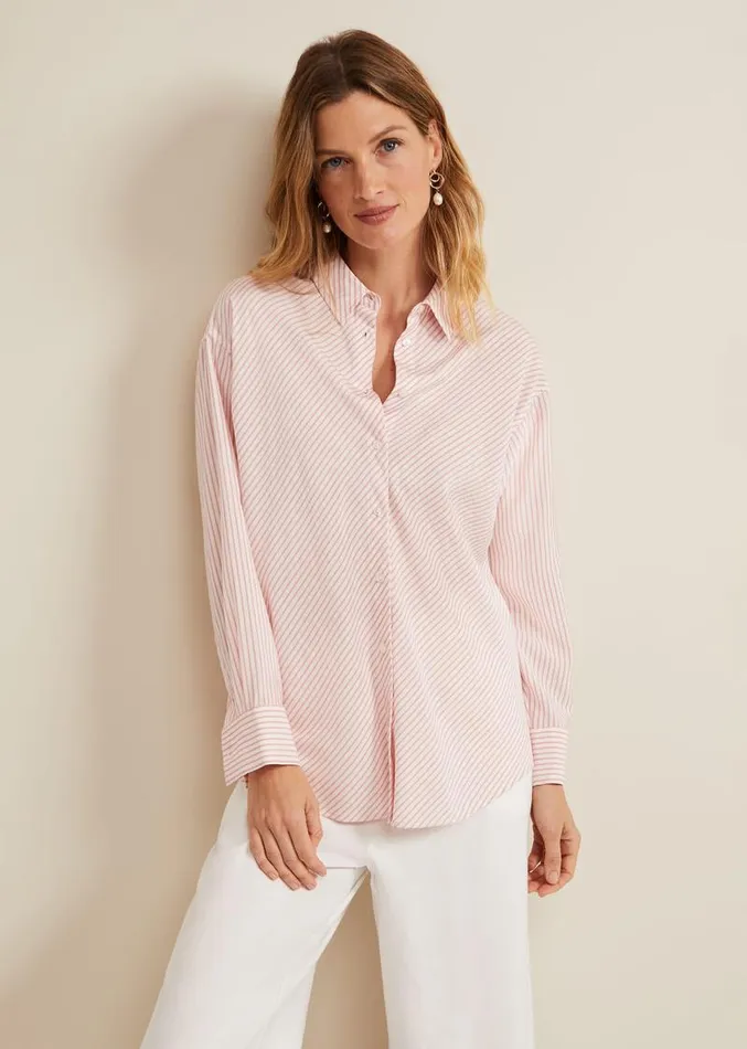 Bernice Stripe Shirt Whitepink Women Phase Eight Shirts and Blouses