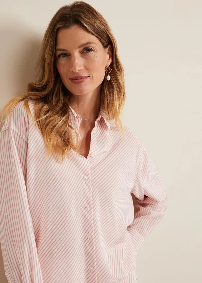 Bernice Stripe Shirt Whitepink Women Phase Eight Shirts and Blouses