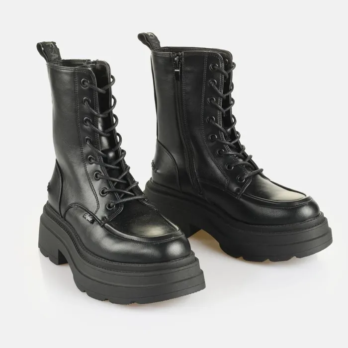 Bfl Mars Lace Up 8211 Vegan Nappa 8211 Black Black Buffalo Boots and AnkleBoots Bfl Mars Lace Up 8211 Vegan Nappa 8211 Black Black Buffalo Boots and AnkleBoots
