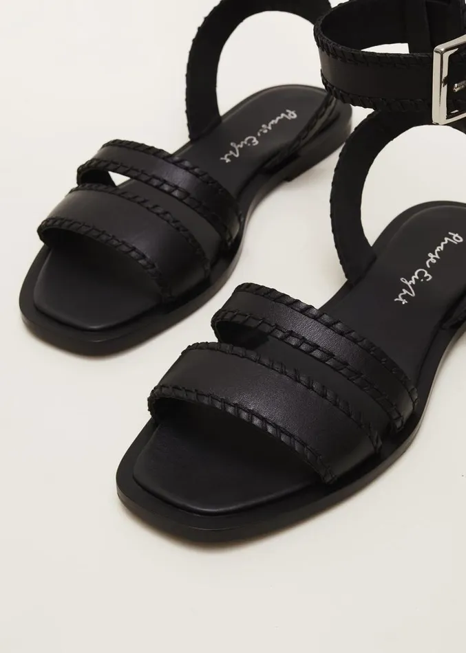 Black Leather Flat Sandals Black Women Phase Eight Sandals