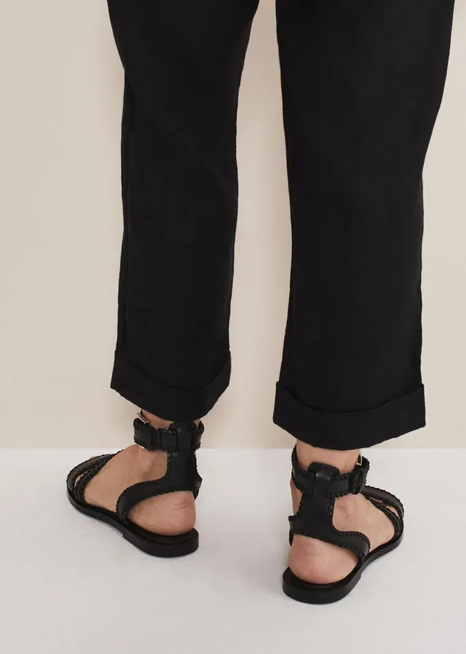 Black Leather Flat Sandals Black Women Phase Eight Sandals