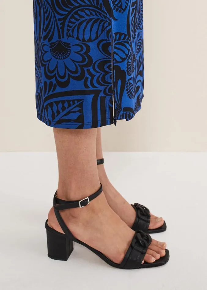 Black Leather Open Toe Block Heels Black Women Phase Eight Sandals