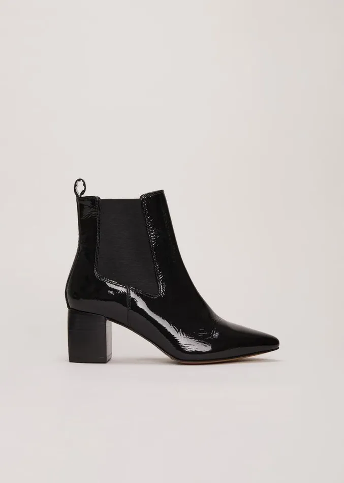 Black Leather Patent Ankle Boots Black Women Phase Eight Boots