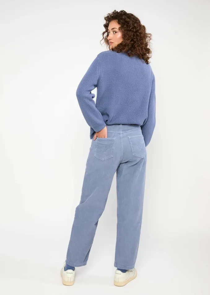 Blutsgeschwister Corduroy Pants High Waist Olotte Blue Women Trousers