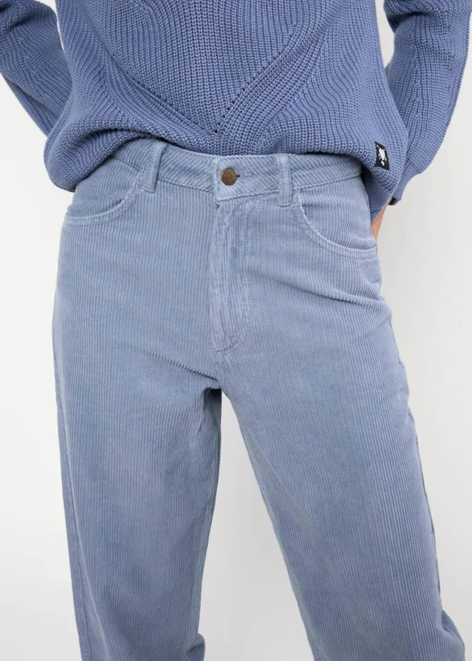 Blutsgeschwister Corduroy Pants High Waist Olotte Blue Women Trousers