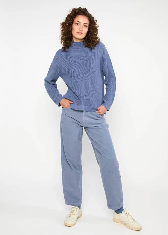 Blutsgeschwister Corduroy Pants High Waist Olotte Blue Women Trousers